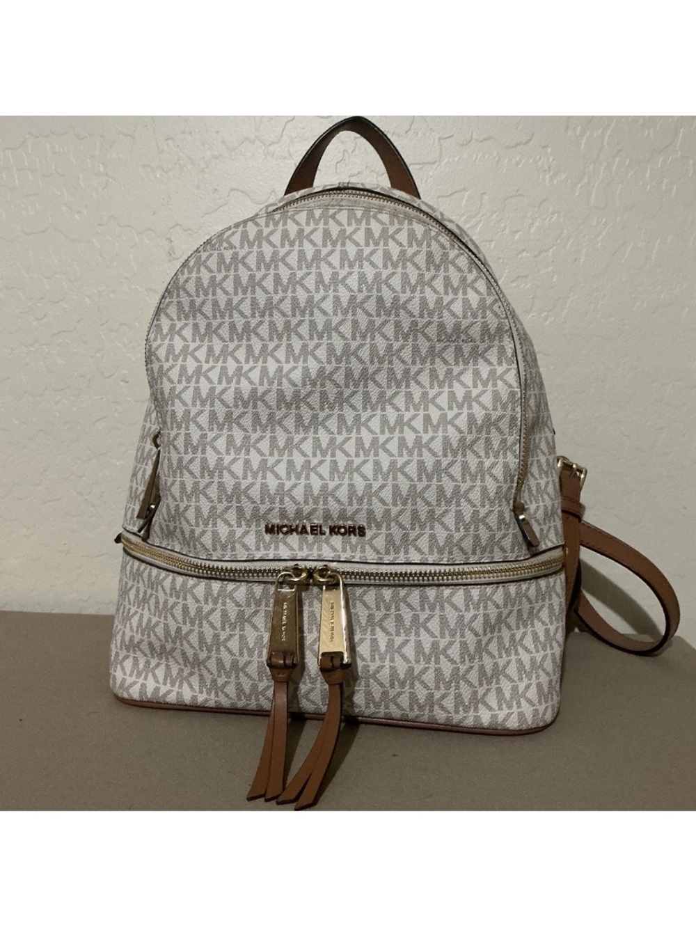 Michael Kors Rhea monogram white backpack